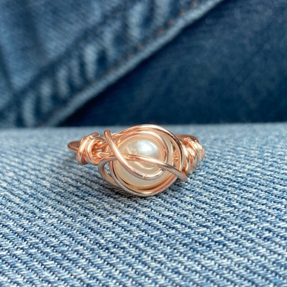 Handmade Wire Wrap Ring Birth Stone Good Luck